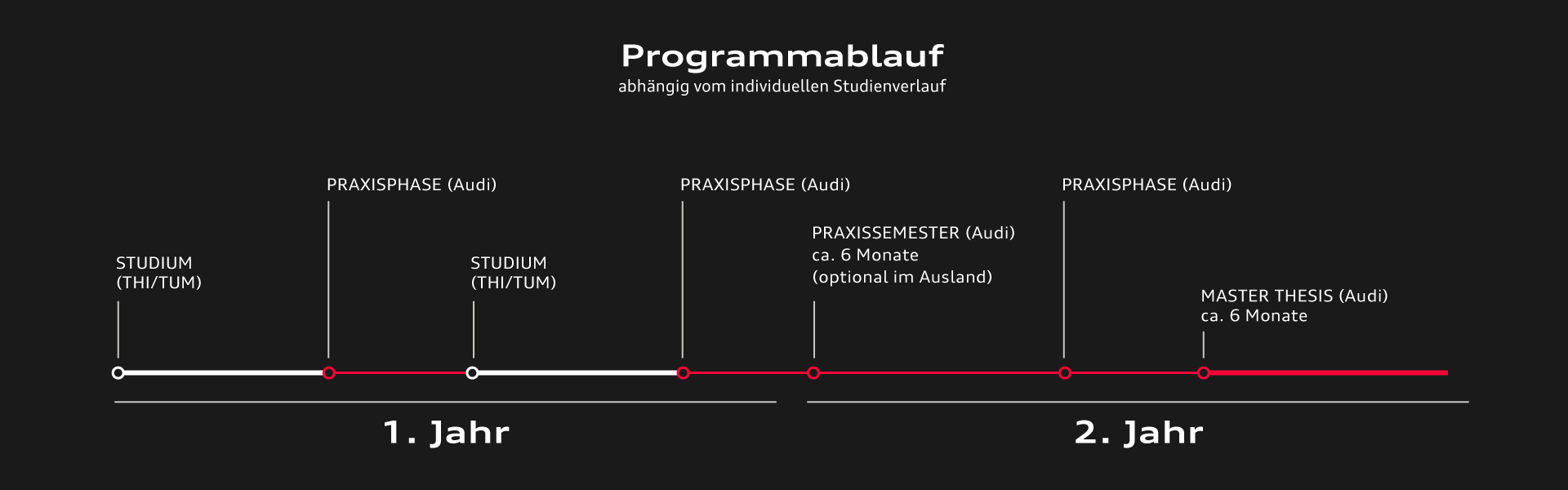 Der Programmablauf des dualen Masterstudiums von Audi an der Hochschule wird vorgestellt